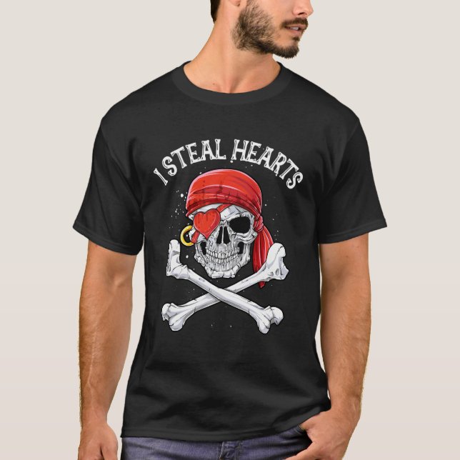 Jag Steal Hearts Valentines day Pirat ger ut Kids  T Shirt (Framsida)