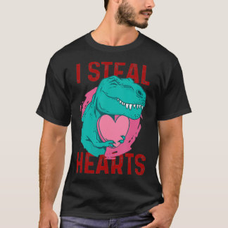 Jag Steal Hearts Valentines day söt Dinosaur T re Shirt
