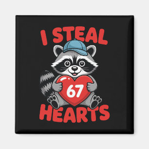Jag stjäl 67 hjärtan Rolig 67 Valentine tvättbjörn Magnet