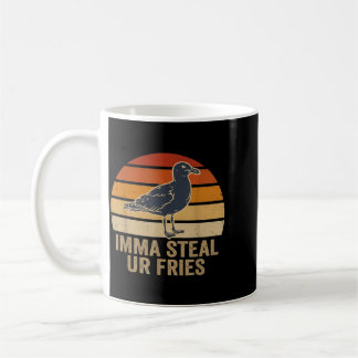 Jag Stjäl Dina Pommes Rolig Söt Måsfågel Solnedgån Kaffemugg