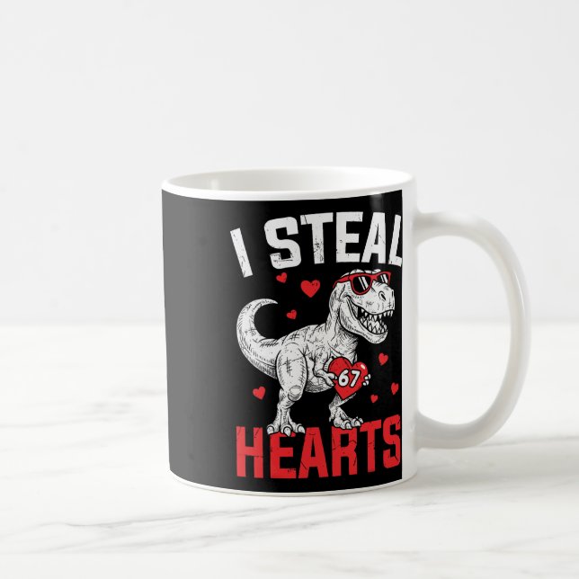 Jag Stjäl Hjärnor 67 Meme Alla Hjärtans Dag Dinosa Kaffemugg (Höger)