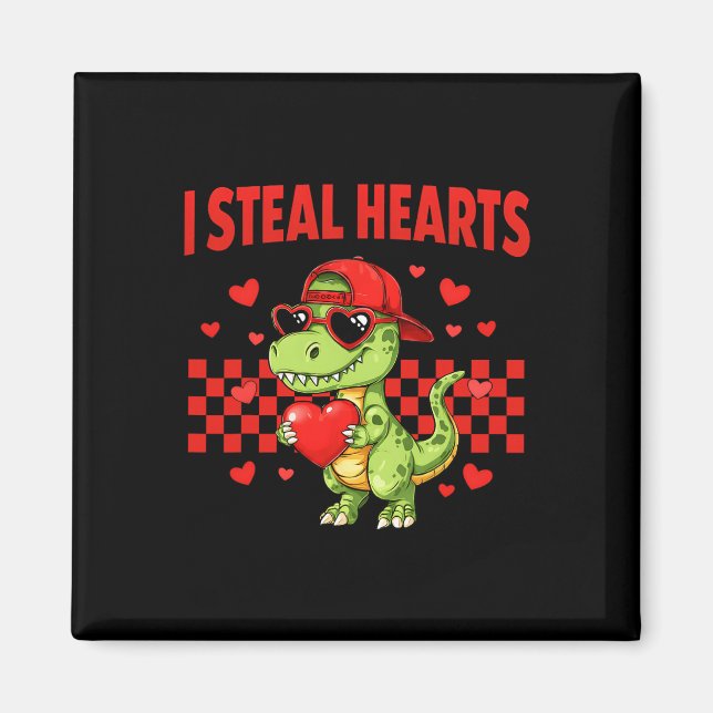 Jag Stjäl Hjärtan Alla Hjärtans Dag Dinosaur Cute  Magnet (Framsidan)