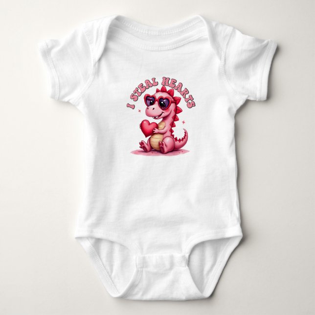 Jag stjäl hjärtan, dinosauer baby-skjorta t shirt (Framsida)