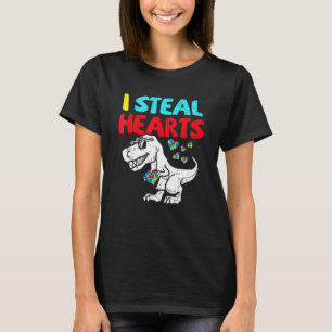 Jag Stjäl Hjärtan Trex Dinosaur Söt Pojke Autism M T Shirt