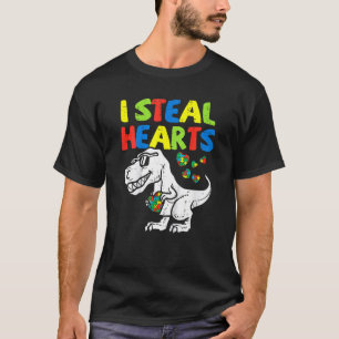 Jag Stjäl Hjärts Trex Dinosaurie Autism Medvetenhe T Shirt