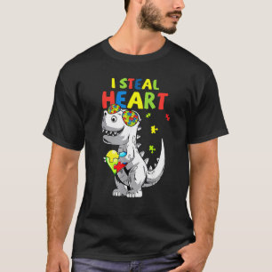 Jag Stjäl Hjärtslag Trex Dinosaurium Autism Medvet T Shirt