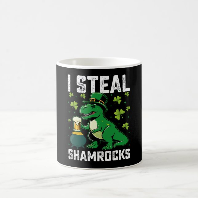 Jag Stjäl Shamrocks T Rex Dinosaur St Patrick's Da Kaffemugg (Center)