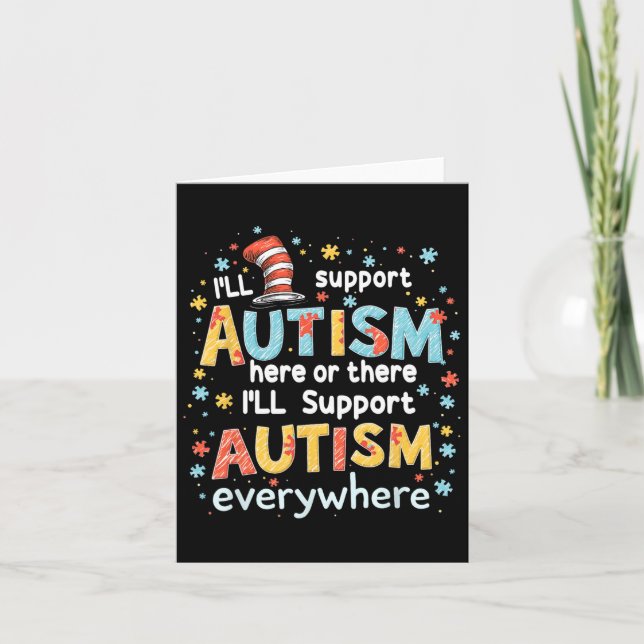 Jag stöder Autism Awareness överallt där Puzzle Pi Kort (Framsida)