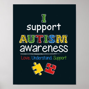 Jag stöder Autism Awareness Red Gult Puzzles Poster
