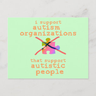 Jag stöder Autism Organisationer Postcard Vykort
