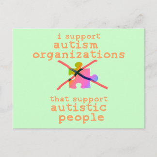 Jag stöder Autism Organisationer Postcard Vykort
