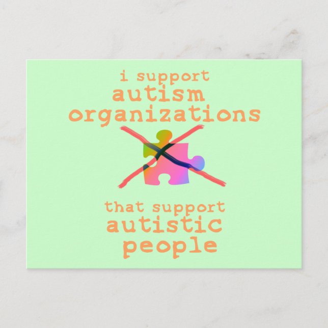 Jag stöder Autism Organisationer Postcard Vykort (Framsida)