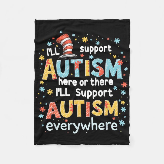 Jag stöder Autismmedvetenhet Överallt Pussel Bit Fleecefilt (Framsidan)
