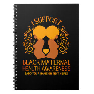 JAG STÖDER BLACK MATERNAL HÄLSOMEDVETENHET Mamma Anteckningsbok