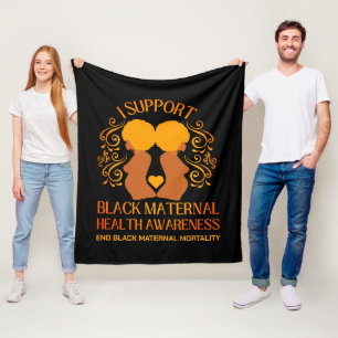 JAG STÖDER BLACK MATERNAL HÄLSOMEDVETENHET Mamma Fleecefilt