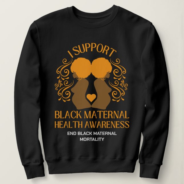 JAG STÖDER BLACK MATERNAL HÄLSOMEDVETENHET Mamma T Shirt (Design framsida)