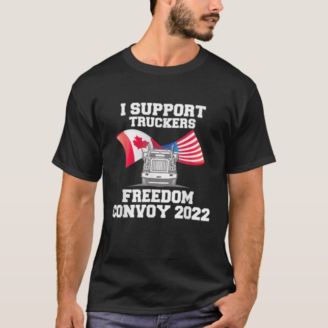 Jag stöder Canada Flagga Trucker Freedom Convoy 20 T Shirt (Framsida)