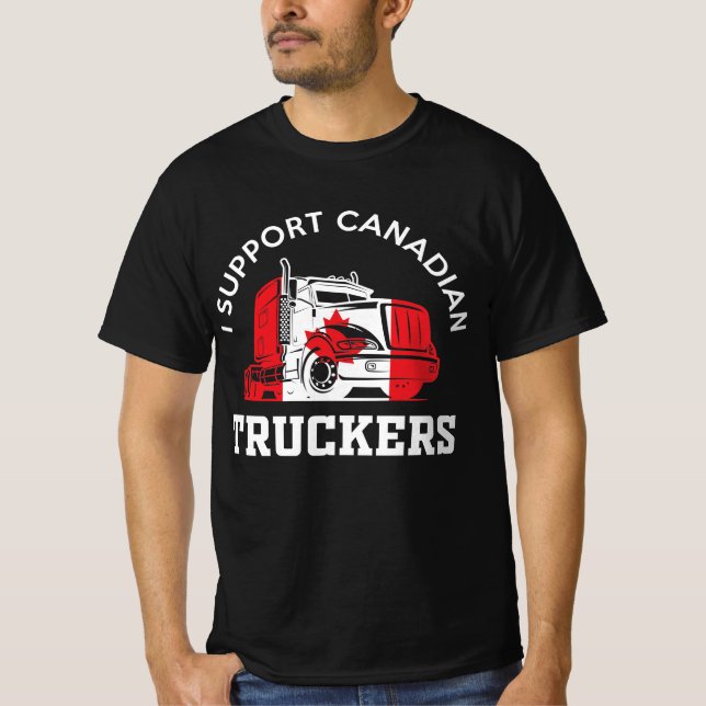 Jag stöder Canadian Truckers T Shirt (Framsida)