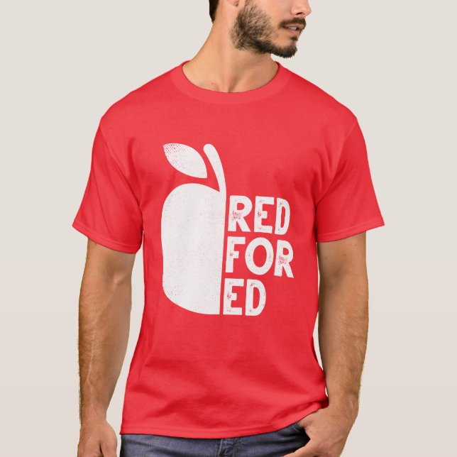 Jag stöder den offentliga utbildningen Red for Ed  T Shirt (Framsida)