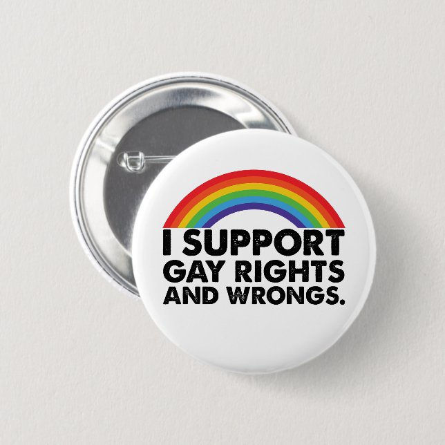 Jag stöder HBTQ-rättigheter och felaktigheter HBTQ Knapp (Framsida & baksida)