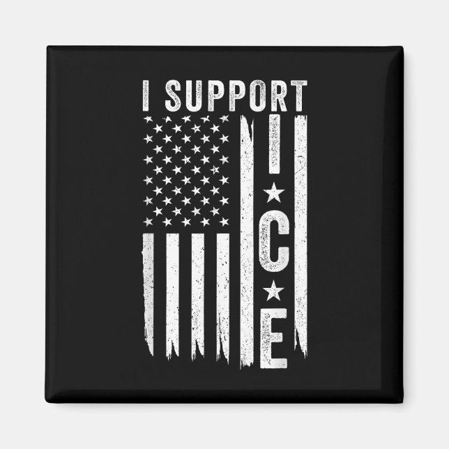 Jag Stöder Ice, Invandrarbyråå American Flagga  Magnet (Framsidan)