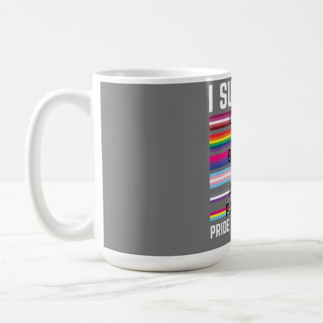 Jag stöder Lesbisk Gay Bisexual Trans ASexual Pans Kaffemugg (Vänster)