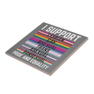 Jag stöder Lesbisk Gay Bisexual Trans ASexual Pans Kakelplatta