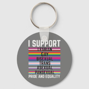 Jag stöder Lesbisk Gay Bisexual Trans ASexual Pans Nyckelring