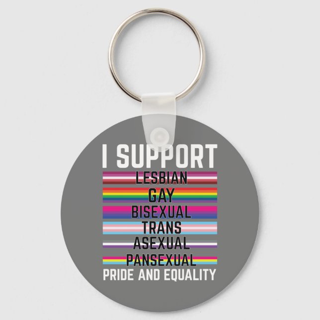 Jag stöder Lesbisk Gay Bisexual Trans ASexual Pans Nyckelring (Framsida)