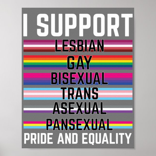 Jag stöder Lesbisk Gay Bisexual Trans ASexual Pans Poster (Framsidan)