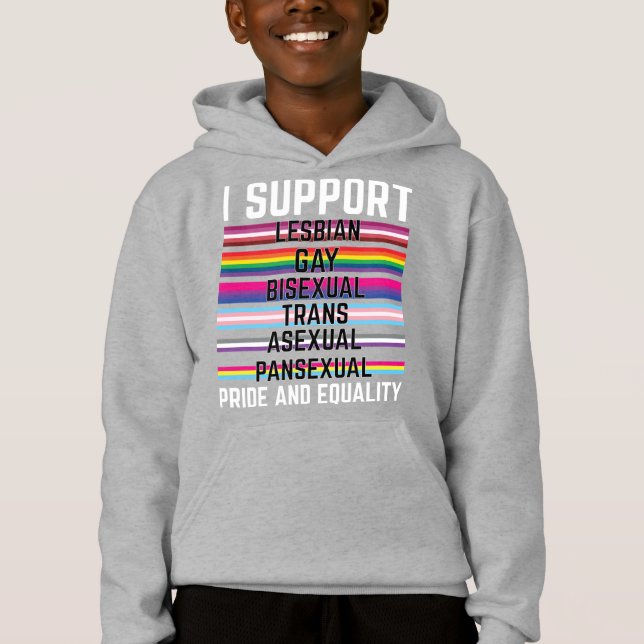 Jag stöder Lesbisk Gay Bisexual Trans ASexual Pans T Shirt (Framsida)