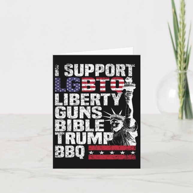 Jag stöder Lgbtq Liberty Guns Bible Trump Bbq Kort (Framsida)