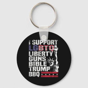 Jag stöder Lgbtq Liberty Guns Bible Trump Bbq Nyckelring