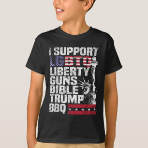 Jag stöder Lgbtq Liberty Guns Bible Trump Bbq T Shirt