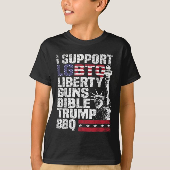 Jag stöder Lgbtq Liberty Guns Bible Trump Bbq T Shirt (Framsida)