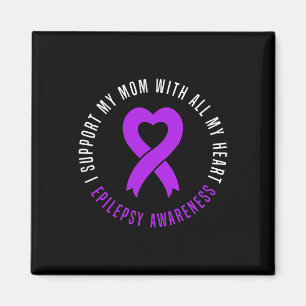 Jag stöder Mamma med mitt hjärta, Epilepsy Warrior Magnet
