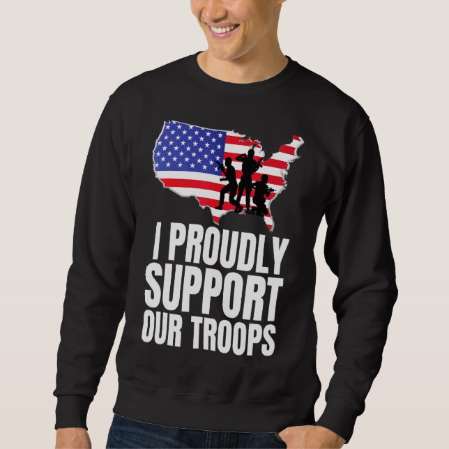 Jag stöder med stolthet våra styrkors veterandesig lång ärmad tröja (Framsida)