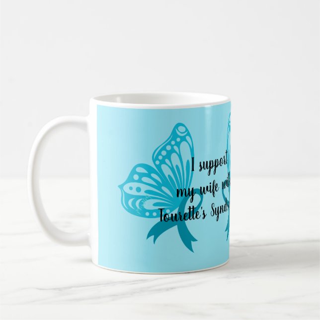 Jag stöder min frus anpassningsbar text-kaffe mugg (Vänster)