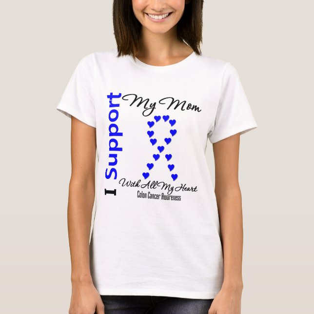 Jag stöder min Mamma Colon Cancer Tee Shirt (Framsida)
