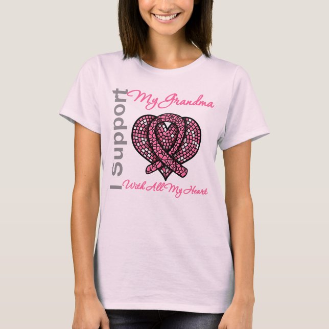 Jag stöder min mormor Breast Cancer Awareness Tee Shirt (Framsida)