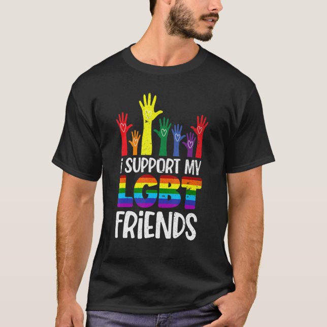 Jag stöder min Rak LGB-vänner Gay pride Lgbtq T Shirt (Framsida)