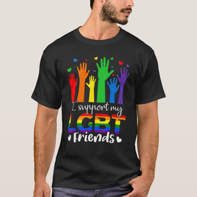 Jag stöder mina HBT-vänner Gay pride HBT TQ-regnbå T Shirt (Framsida)