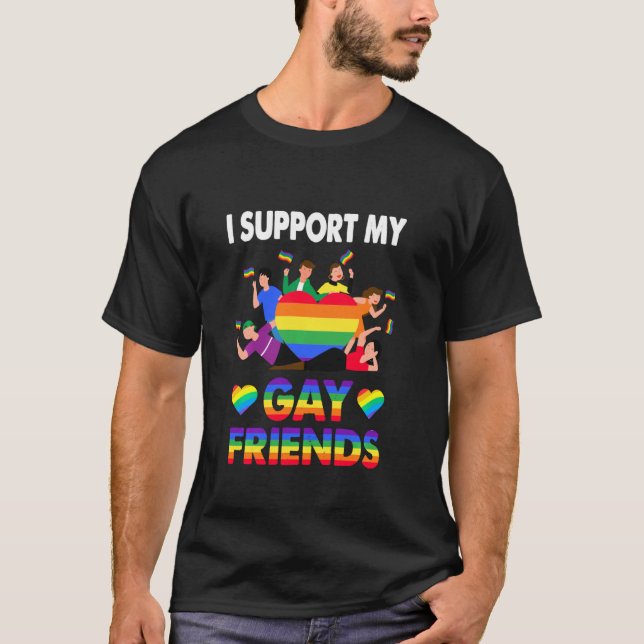 Jag stöder Pridet för Lesbisk av Gay-vänner i Lgbt T Shirt (Framsida)