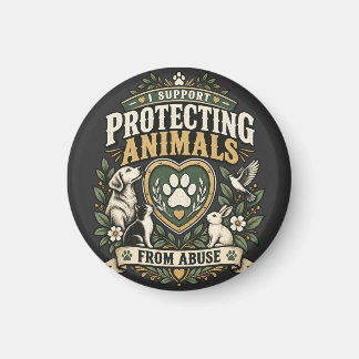 Jag Stöder Skydd av Djur från Misshandel Paw Heart Magnet
