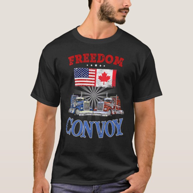 Jag stöder "Truckers Freedom Convoy 2022 4" T Shirt (Framsida)