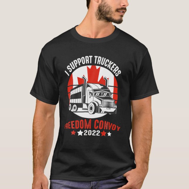 Jag stöder "Truckers Freedom Convoy 2022 Canada" o T Shirt (Framsida)