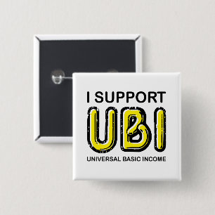 Jag stöder UBI Universal Basic Income Black Gult Knapp
