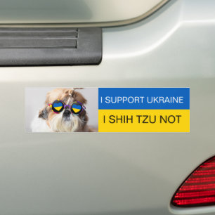 Jag stöder Ukraina I Shih Tzu Not Heart flagga Bildekal