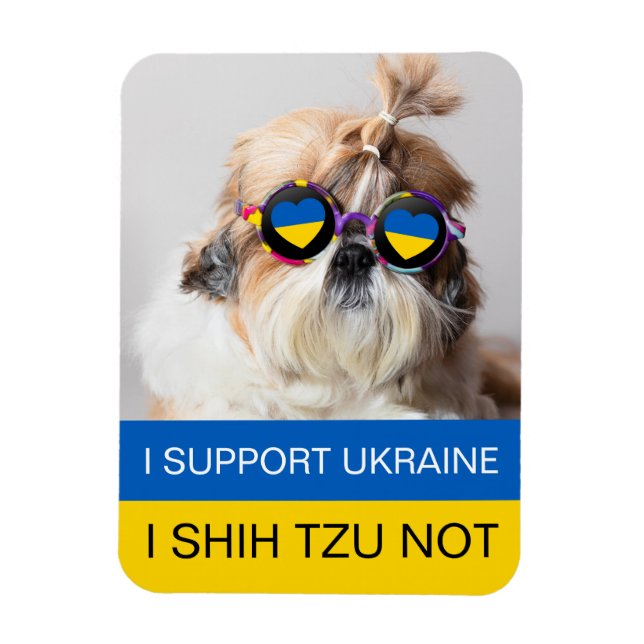 Jag stöder Ukraina I Shih Tzu Not Heart flagga Magnet (Vertikal)