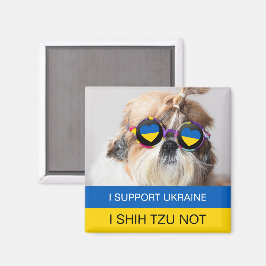 Jag stöder Ukraina I Shih Tzu Not Heart flagga Magnet